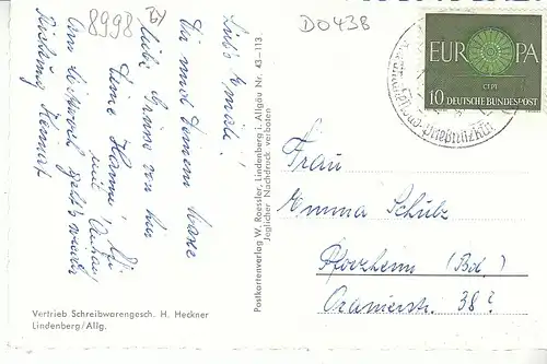 Lindenberg im Allgäu gegen die Alpen glum 1960? D0438