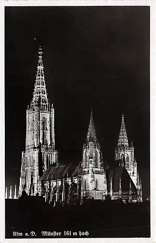 Ulm a.D. Das Münster bei Nacht ngl 145.004