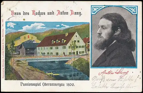 Oberammergau - Wohnhaus und Porträt von Anton Lang gl1900 137.874