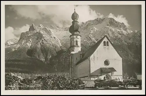 Mittenwald - Alte Kirche gegen Karwendel ngl 138.031