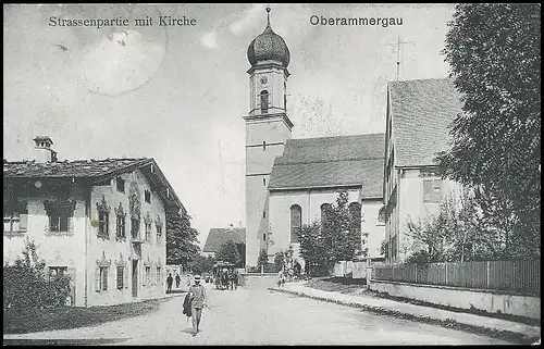 Oberammergau - Partie mit Kirche gl1910 137.797