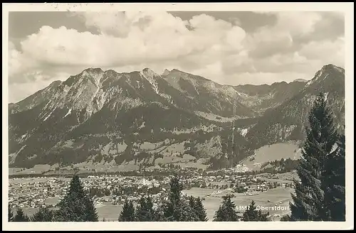 Oberstdorf im Allgäu Panorama mit Nebelhorn gl1962 138.049