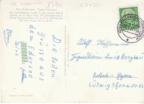 Sperrmauer Kraftwerk Erder-See gl1957 C8433