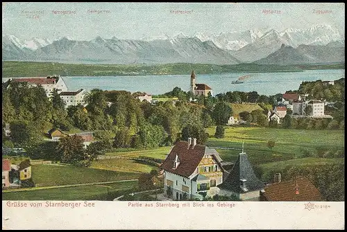 Starnberger See Partie aus Starnberg mit Blick ins Gebirge gl1907 139.353