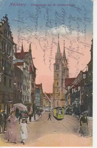 Nürnberg Königstraße mit Lorenzkirche feldpgl1917 216.780