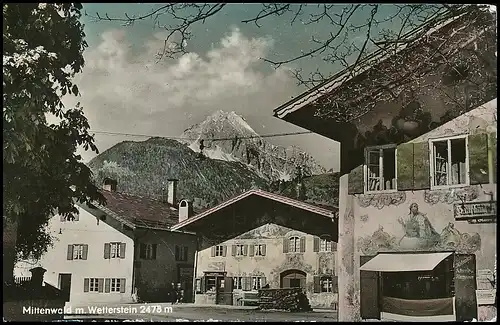 Mittenwald - Dorfpartie mit Wetterstein gl1957 137.986