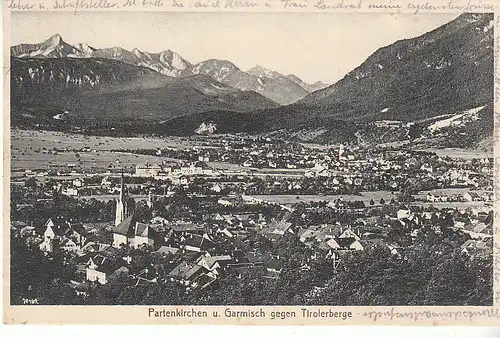 Partenkirchen u.Garmisch gegen Tiroler Berge gl1918 D0678