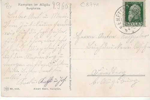 Kempten im Allgäu, Burghalde glum 1910? C8741