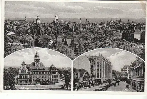 Recklinghausen Panorama Rathaus u.Markt gl1950 C8381