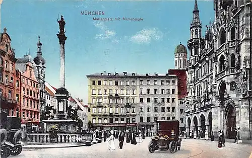 München Marienplatz mit Mariensäule gl1914 144.549