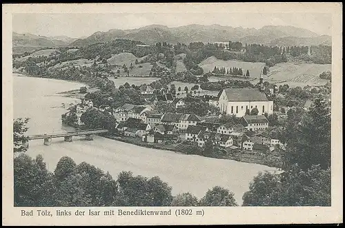 Bad Tölz Panorama links der Isar mit Benediktenwand gl1928 139.550