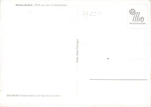 Baden-Baden Blick von der Schlossterrasse ngl 140.718