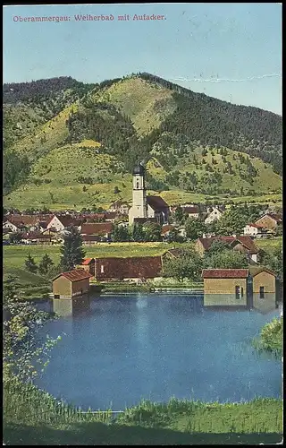 Oberammergau - Weiherbad mit Aufacker gl1910 137.870