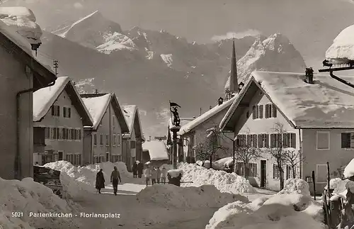 Partenkirchen Floriansplatz im Schnee gl1962 D0967