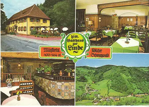 Münstertal Schwarzwald Histor.Gasthaus zur Linde nglWerbekarte C9943