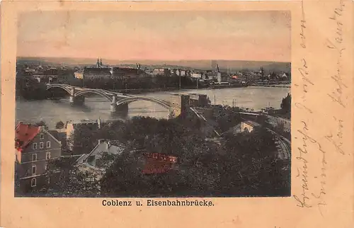 Koblenz Panorama mit Eisenbahnbrücke gl1902 146.028