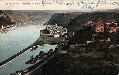 St. Goar mit Rheinfels und Katz gl1906 146.146