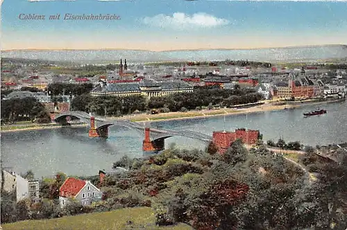 Koblenz Panorama mit Eisenbahnbrücke ngl 143.760