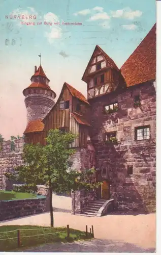 Nürnberg Eingang zur Burg mit Vestnerturm gl1911 216.885