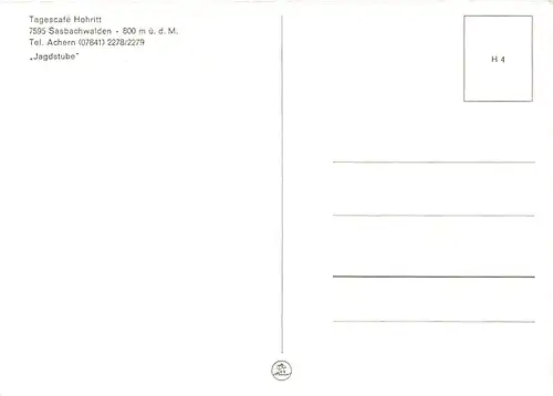 Sasbachwalden Tagescafé Hohritt Jagdstube ngl 140.517