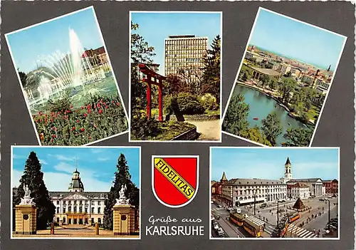 Karlsruhe Teilansichten Mehrbildkarte ngl 140.595