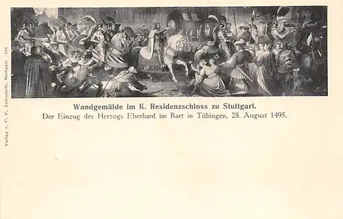 Stuttgart Wandgemälde im Schloss: Einzug Herzog Eberhard im Bart ngl 143.842