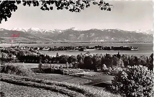 Lindau im Bodensee mit Bregenz und Alpen gl1958 144.794