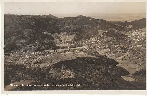 Baden-Baden vom Merkurturm auf Baden-Baden und Lichtental gl1933 D0248