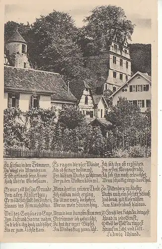 Hirsau Schwarzwald Schloss-Ruine mit Uhland-Gedicht ngl D0271