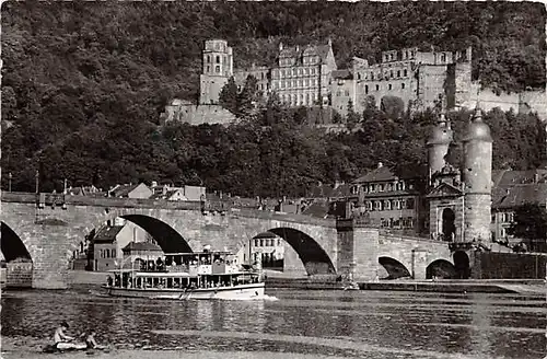 Heidelberg Alte Neckarbrücke und Schloss gl1962 143.812