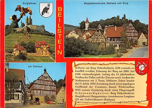 Beilstein im Bottwartal Burgfalknerei Rathaus Teilansicht gl1974 141.563