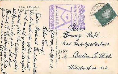 Ulm a.D. Münster Südostansicht gl1928 142.735