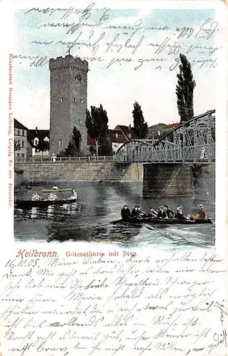 Heilbronn a.N. Götzenturm mit Steg gl1905 141.881