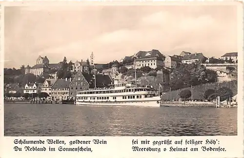 Meersburg/Bodensee Uferansicht Schiff Gedicht feldpgl1942 140.993