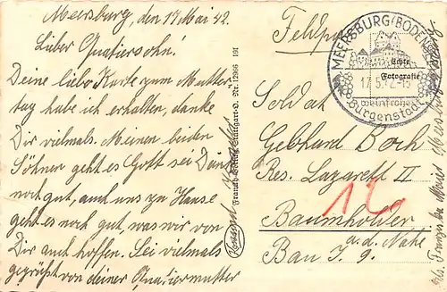 Meersburg/Bodensee Uferansicht Schiff Gedicht feldpgl1942 140.993