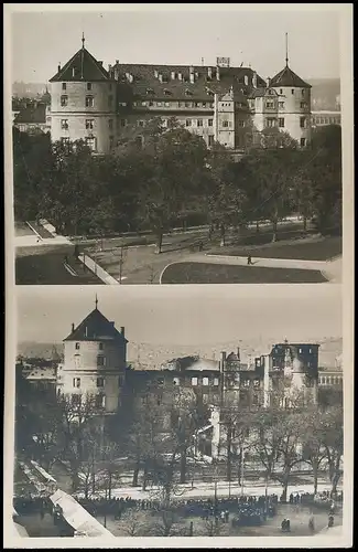 Stuttgart Altes Schloss vor und nach dem Brand gl1931 140.296