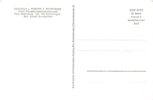 Freudenstadt Gasthaus und Pension zur Kropfmühle ngl 142.204