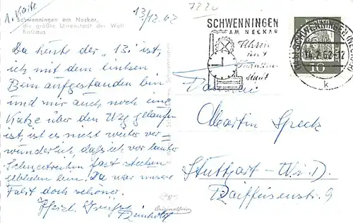 Schwenningen/Neckar Rathaus gl1962 140.883