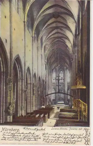 Nürnberg Lorenzkirche Inneres mit Altar gl1902 217.065