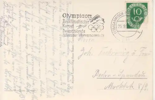 Garmisch Marktplatz gegen Zugspitzgruppe gl1951 217.876