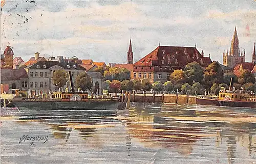 Konstanz am Bodensee Hafen Konziliumsgebäude und Münster gl1940 140.949