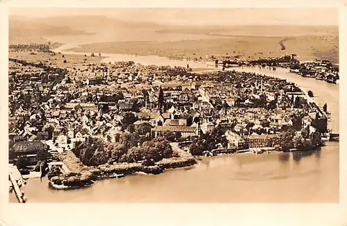 Konstanz a.B. Panorama Luftaufnahme Rheinausfluss mit Untersee ngl 140.969