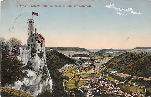 Schloss Lichtenstein mit Honauertal gl1911 142.429