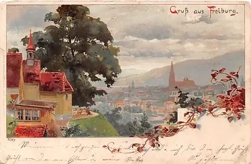 Freiburg im Breisgau Panorama KLEY-Karte gl1900 141.125