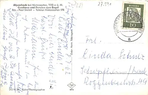 Alpersbach bei Hinterzarten Gasthaus zum Engel gl1962 142.523