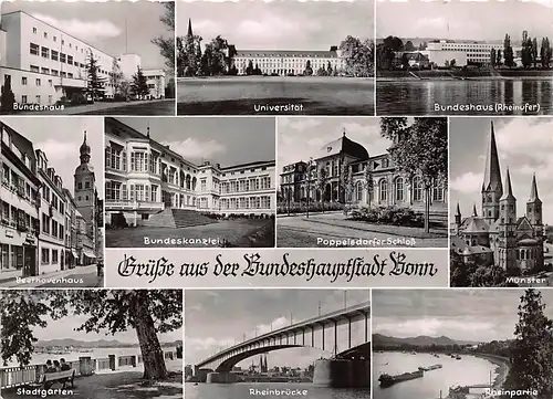 Bonn Teilansichten Mehrbildkarte bahnpgl1953 145.907