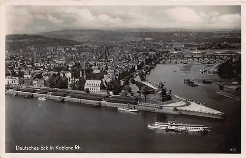 Koblenz Deutsches Eck Kaiser-Wilhelm-Denkmal Panorama glca.1940 146.076