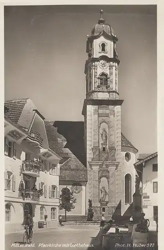 Mittenwald Pfarrkirche mit Goethehaus ngl D1107