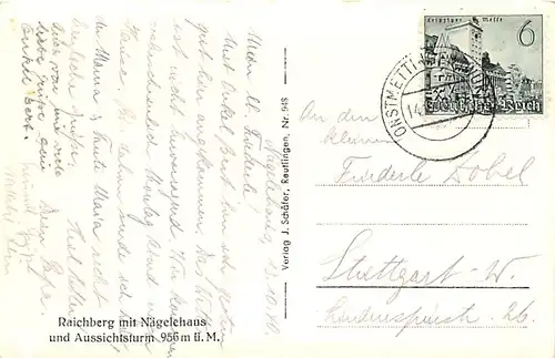 Raichberg mit Nägelehaus und Aussichtsturm gl1940 142.350