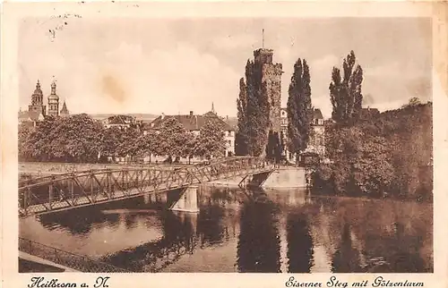 Heilbronn a.N. Eiserner Steg mit Götzenturm gl1931 141.837